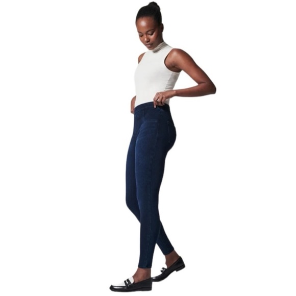 SPANX Jean-ish Ankle Leggings Twilight Rinse Dark Lined Pants 20018R Size L - Picture 11 of 11